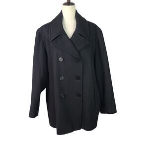 Marvin Richards Black Wool Blend Double Breasted Coat  NEW 2 X